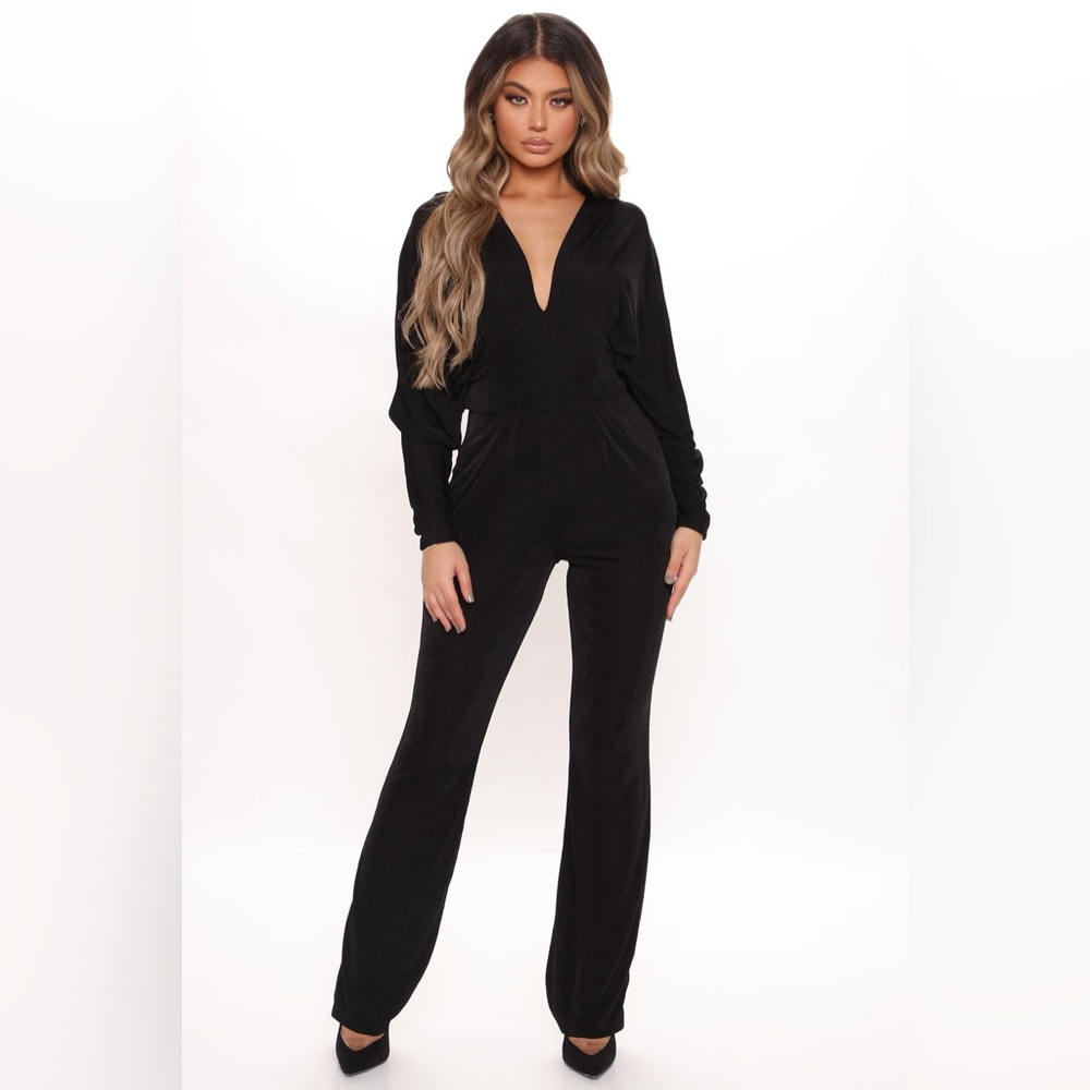 Fashion Nova Sierra Slinky Jumpsuit - Black